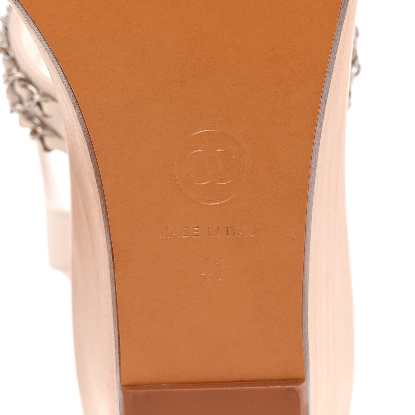 Lambskin Quilted Chain Wedge Sandals 41 White