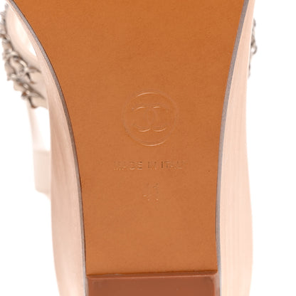 Chanel Lambskin Quilted Chain Wedge Sandals 41 White 6 of 15