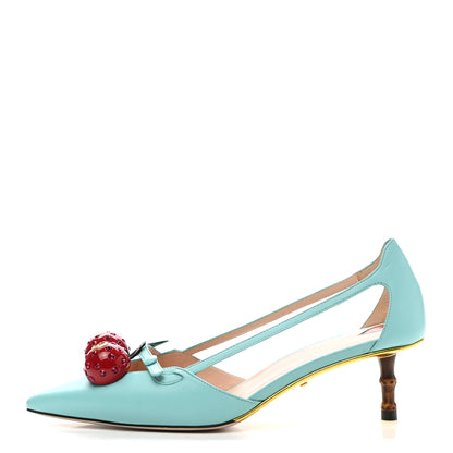 Gucci Malaga Kid Unia Cherry Pumps 37 New Acquamarine Emerald Cocoa 1 of 12