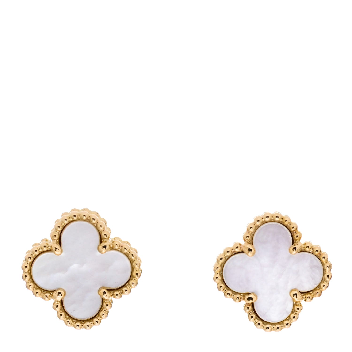 Van Cleef & Arpels 18K Yellow Gold Mother of Pearl Sweet Alhambra Earrings 1 of 7
