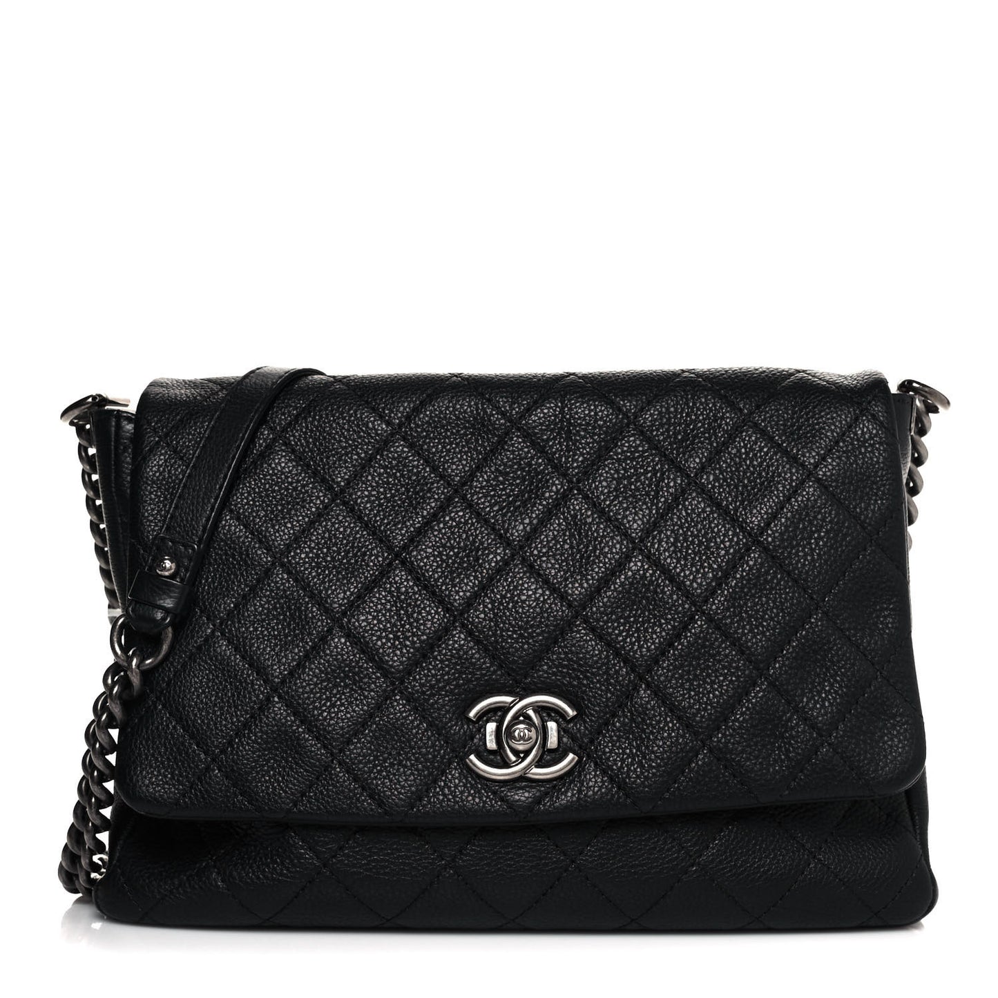 Calfskin Quilted Couture Messenger Black