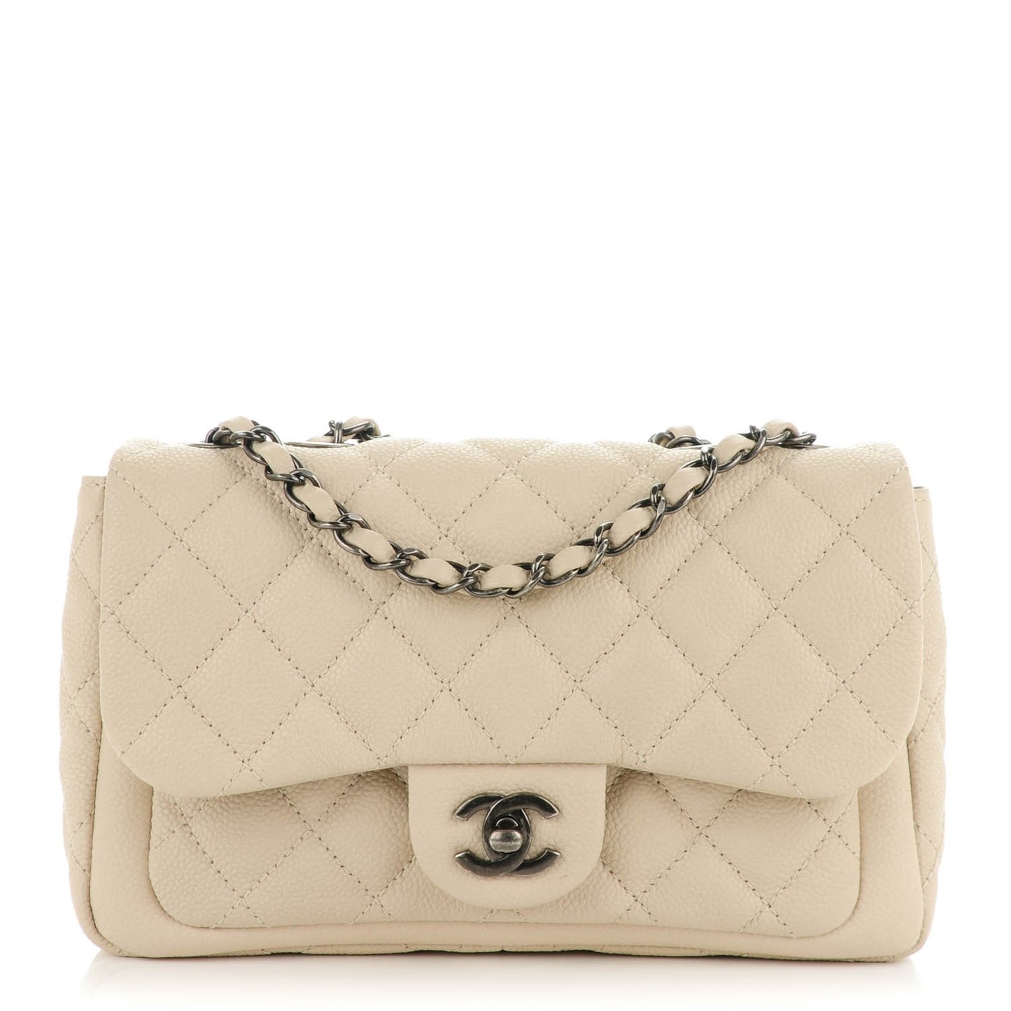 Caviar Quilted Medium Now and Forever Flap Ivory
