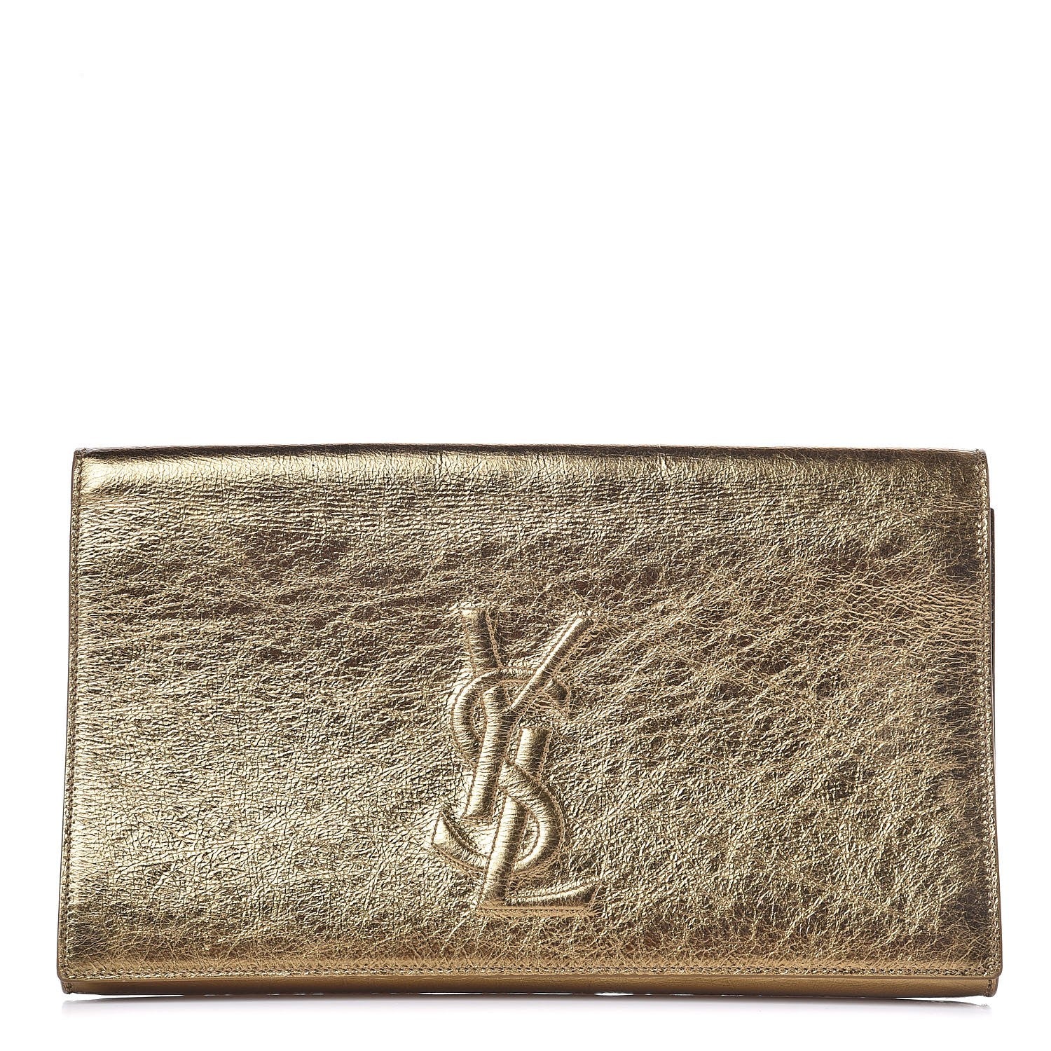 Saint Laurent Metallic Calfskin Monogram Large Belle De Jour Clutch Gold 1 of 7