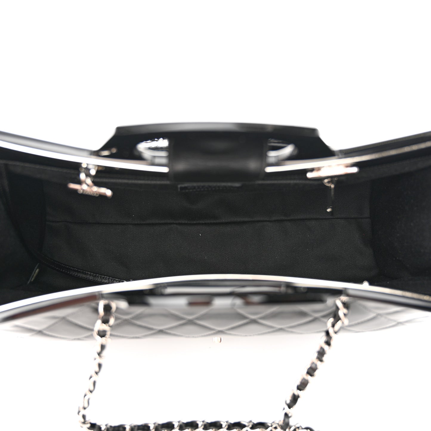 Glazed Calfskin Quilted Large CC Delivery Tote Black