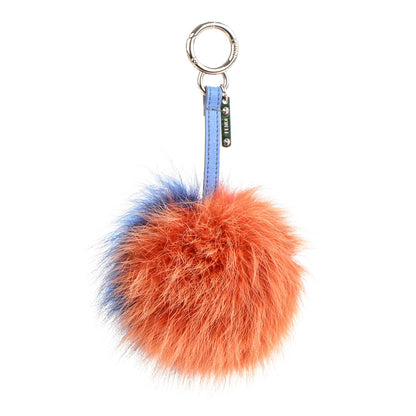 Fendi Fox Fur Pom Pom Bag Charm Blue Orange 1 of 3