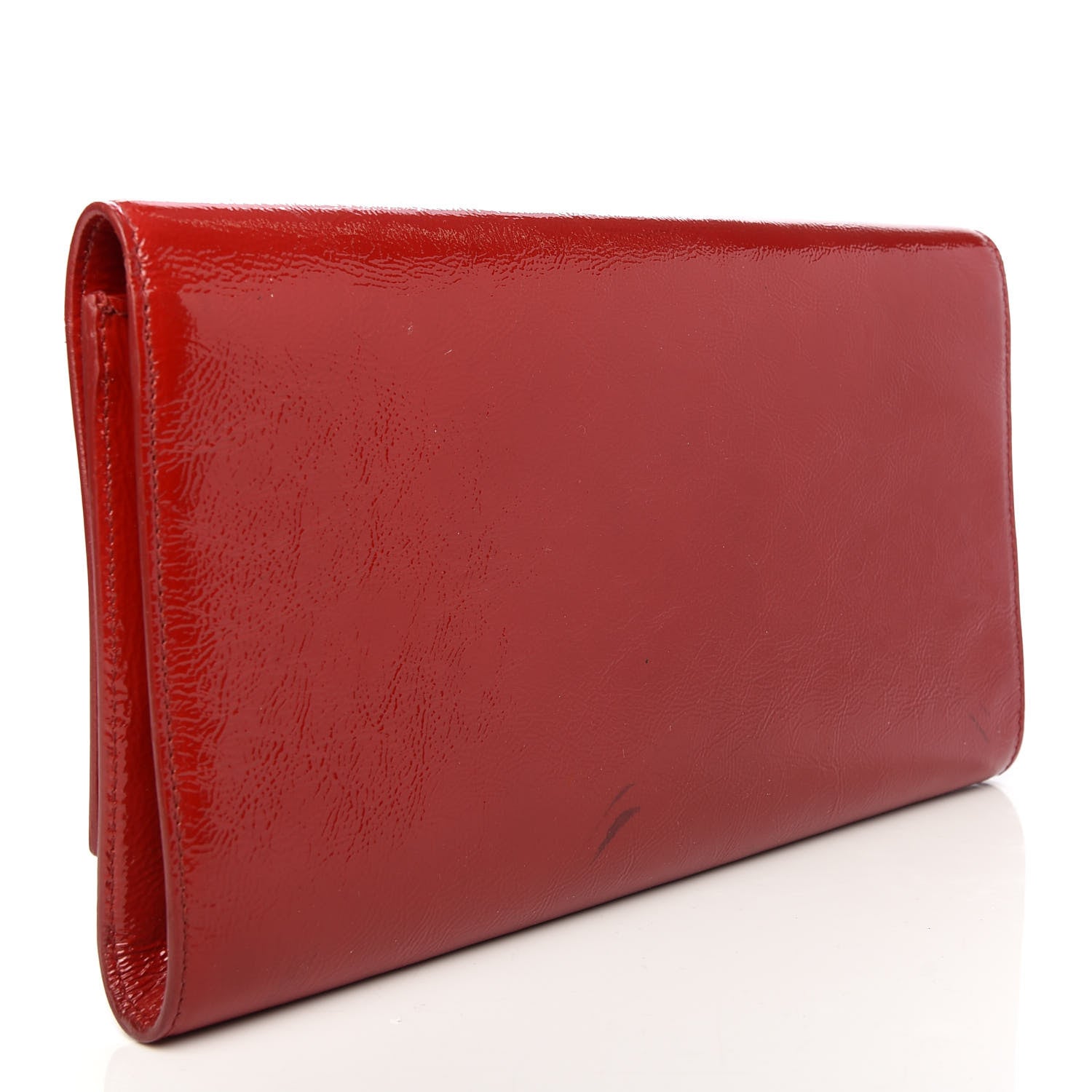 Saint Laurent Textured Patent Monogram Large Belle De Jour Clutch Red 3 of 7