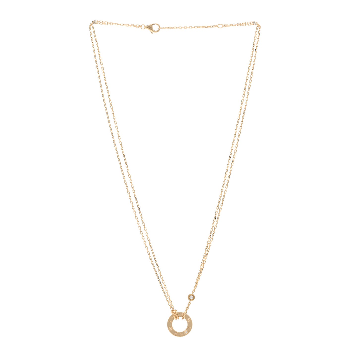 18K Yellow Gold 2 Diamond LOVE Necklace