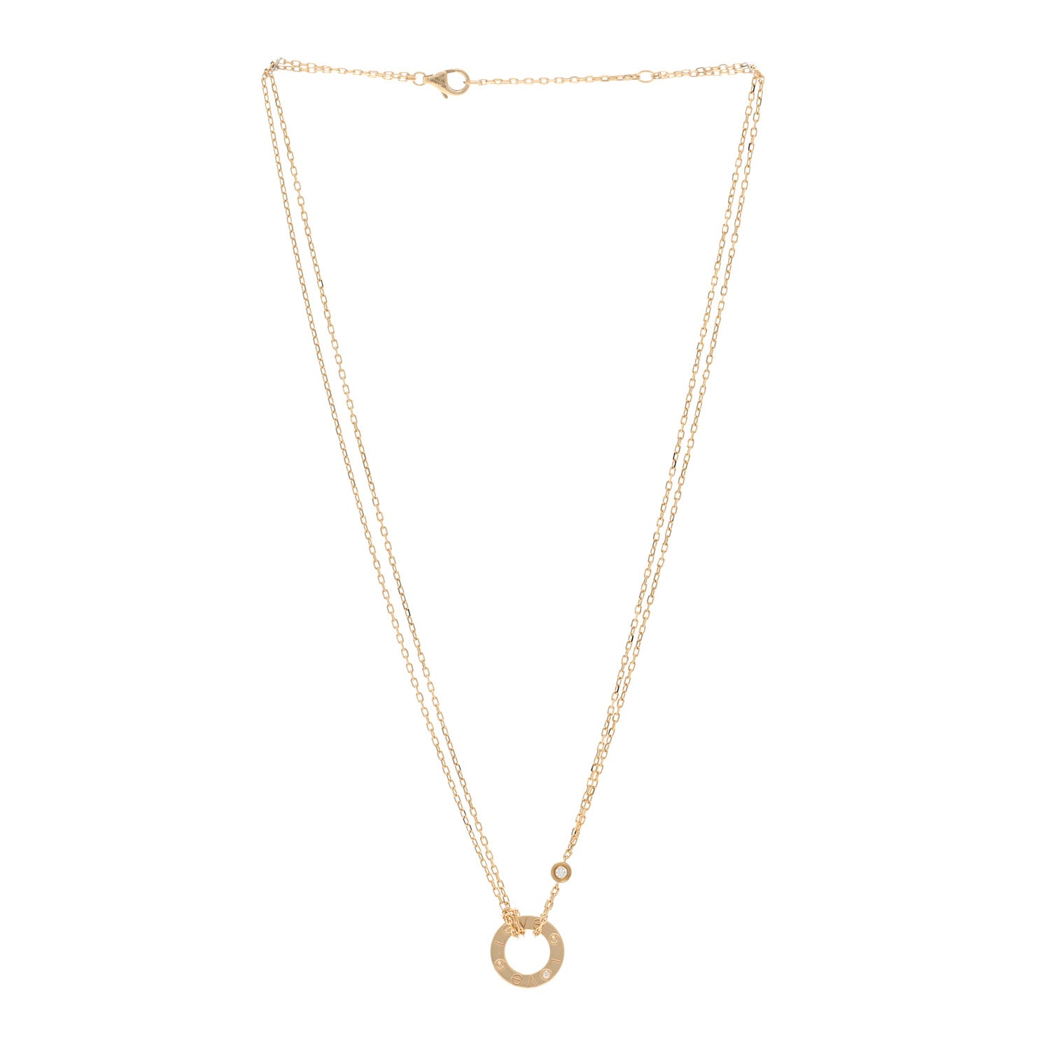 Cartier 18K Yellow Gold 2 Diamond LOVE Necklace 3 of 5
