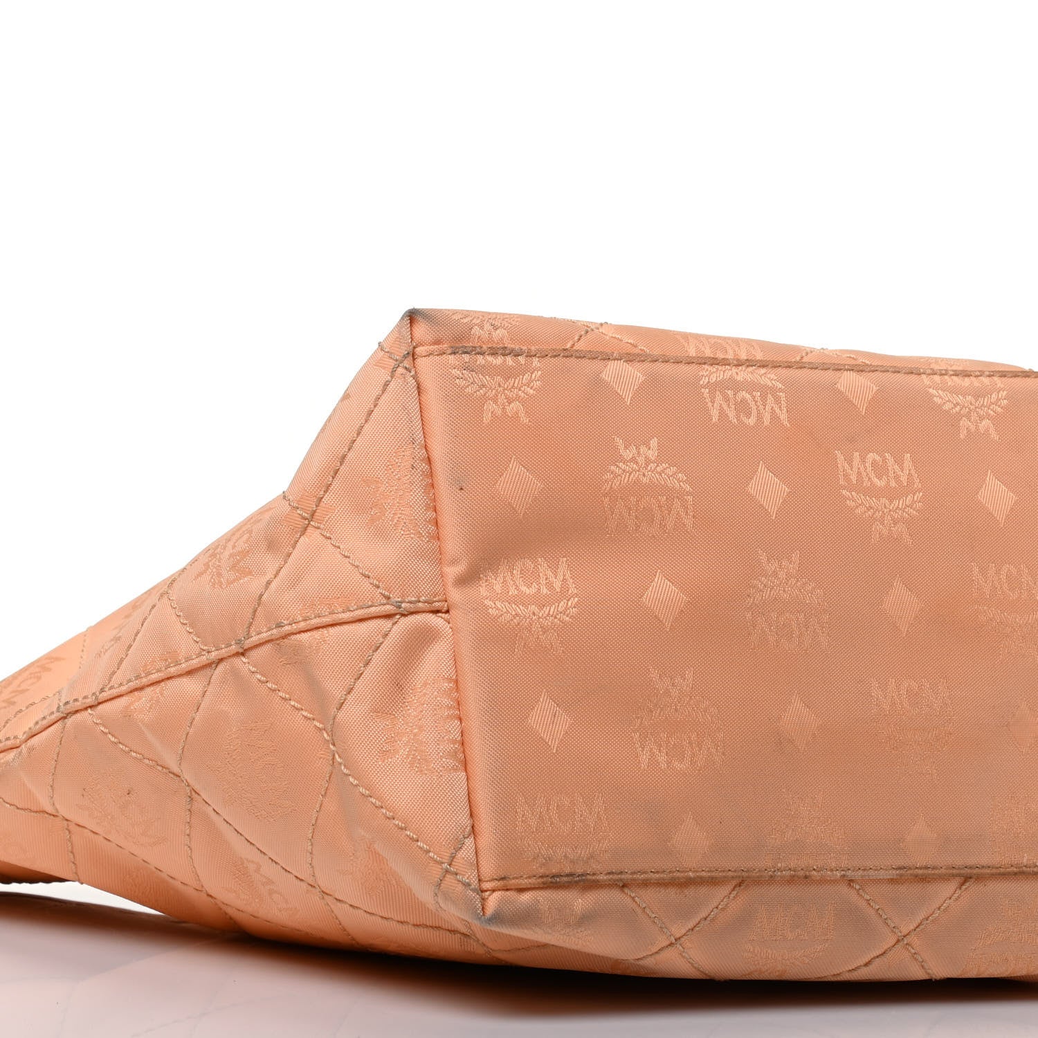 MCM Nylon Monogram Quilted Shopper Tote Peach 7 of 8