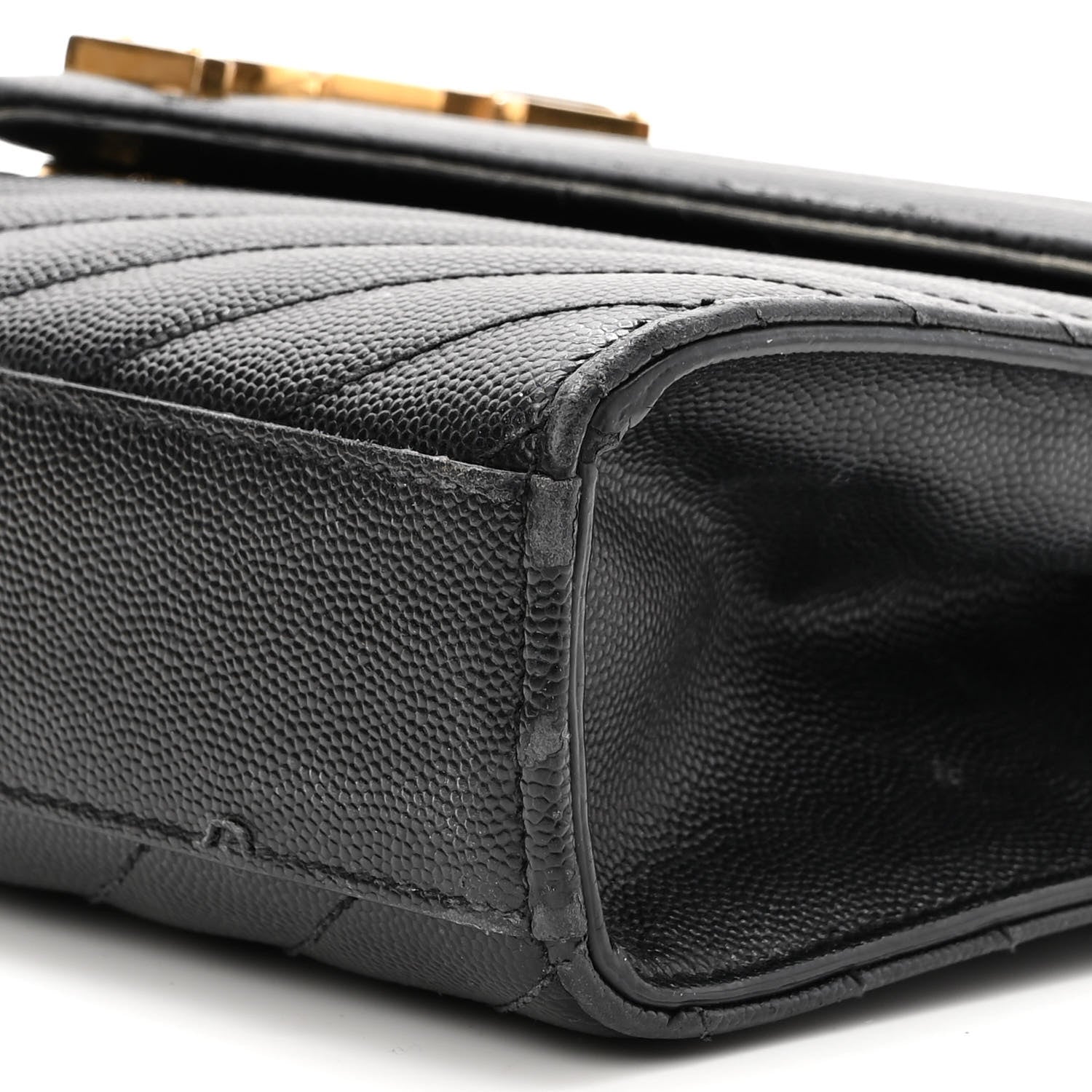 Saint Laurent Grain De Poudre Matelasse Chevron Medium Monogram Satchel Black 10 of 20
