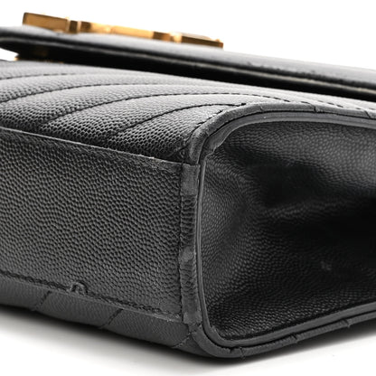 Saint Laurent Grain De Poudre Matelasse Chevron Medium Monogram Satchel Black 10 of 20
