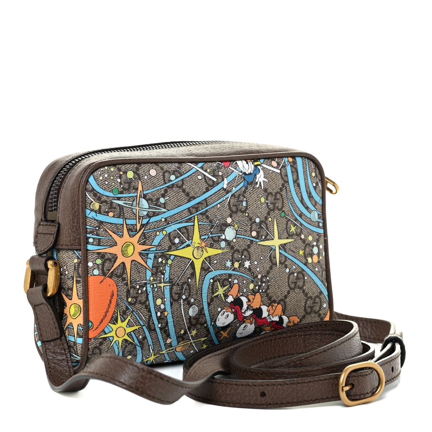 Gucci X DISNEY GG Supreme Monogram Donald Duck Interlocking G Shoulder Bag Beige Multicolor New Acero 3 of 11