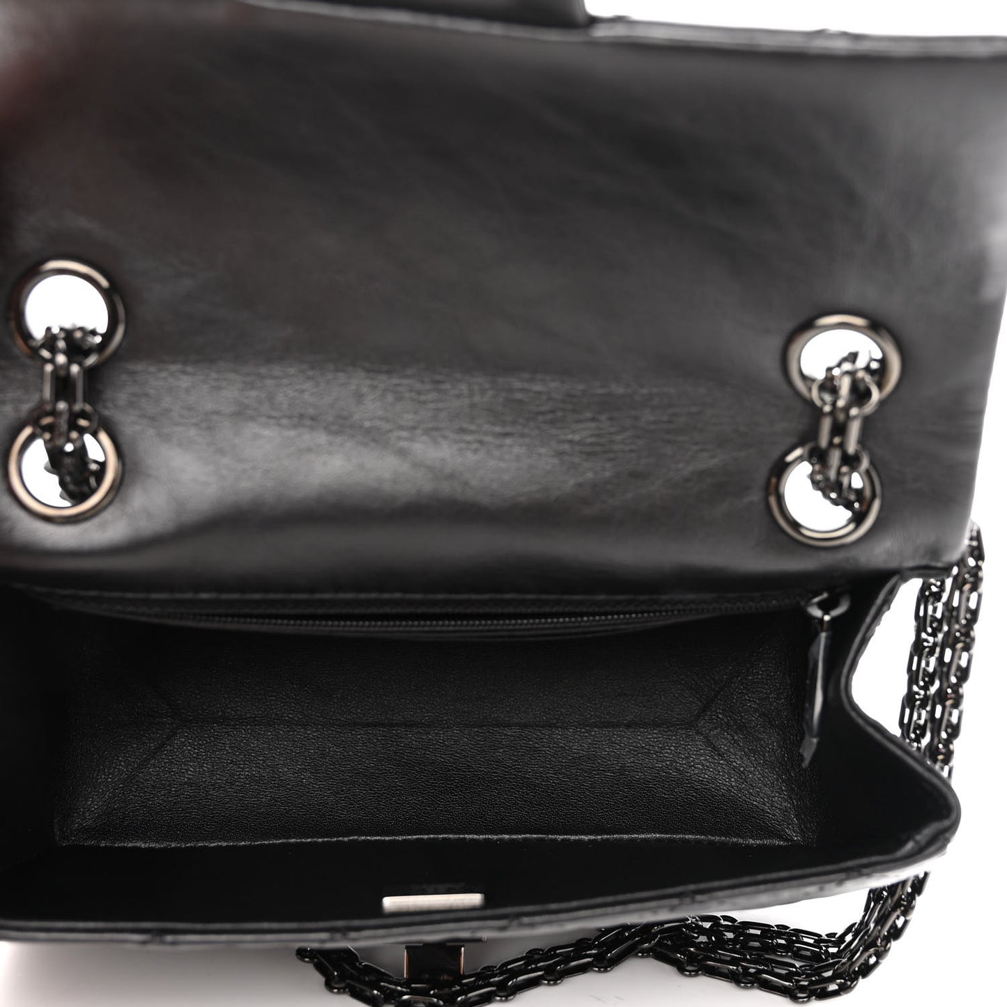 Aged Calfskin Quilted 2.55 Reissue Mini Flap So Black