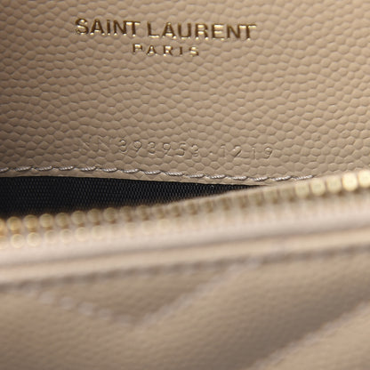 Saint Laurent Grain De Poudre Matelasse Chevron Monogram Envelope Chain Wallet Nude Powder 7 of 11