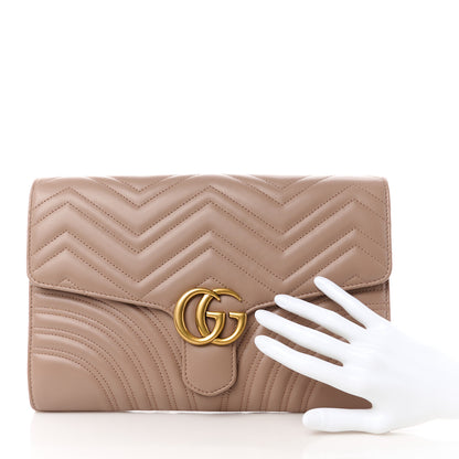 Gucci Calfskin Matelasse GG Marmont Clutch Porcelain Rose 2 of 11