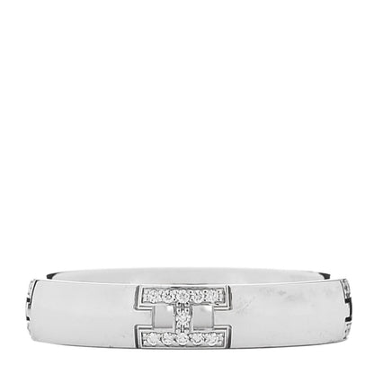 Hermes 18K White Gold Diamond Ever Herakles Wedding Band Ring 51 5.75 1 of 6