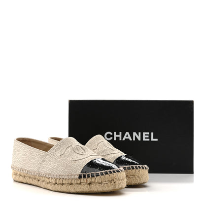 Chanel Crackled Calfskin Espadrilles 39 Light Beige Black 11 of 11