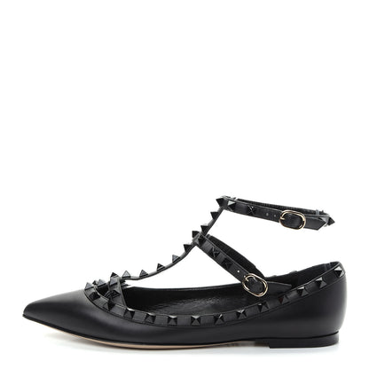 Valentino Garavani Nappa Rockstud Cage Ballerina Flats 39 Black 1 of 9