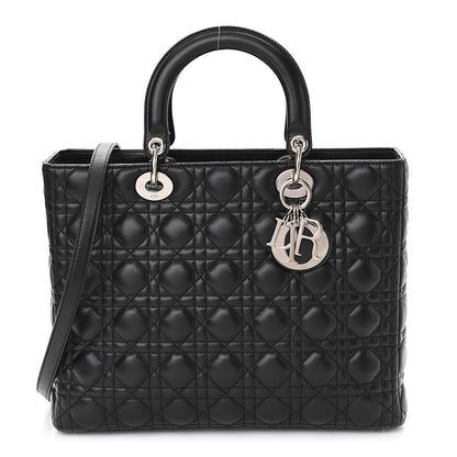 Christian Dior Lambskin Cannage Large Lady Dior Black 1 of 10