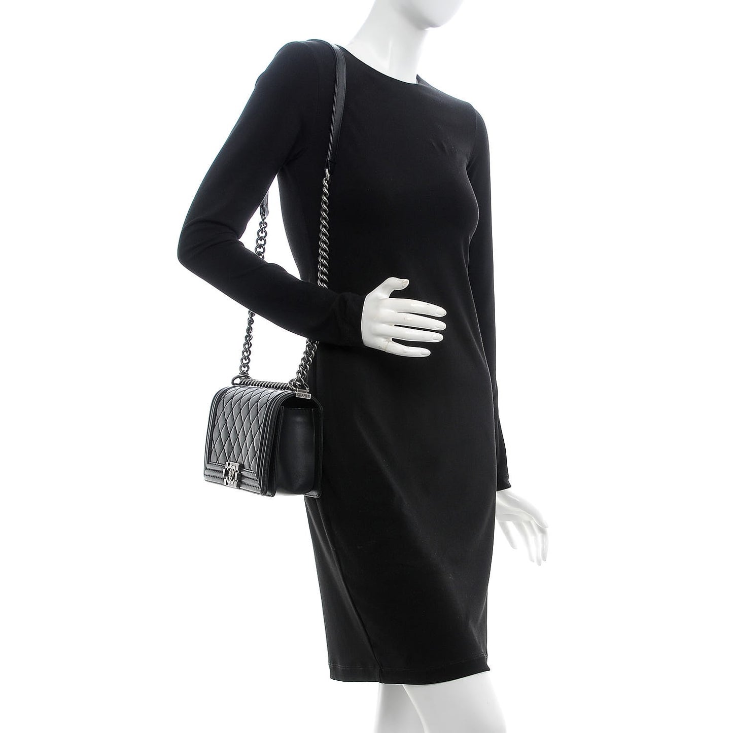 Calfskin Double Stitch Medium Boy Flap Black