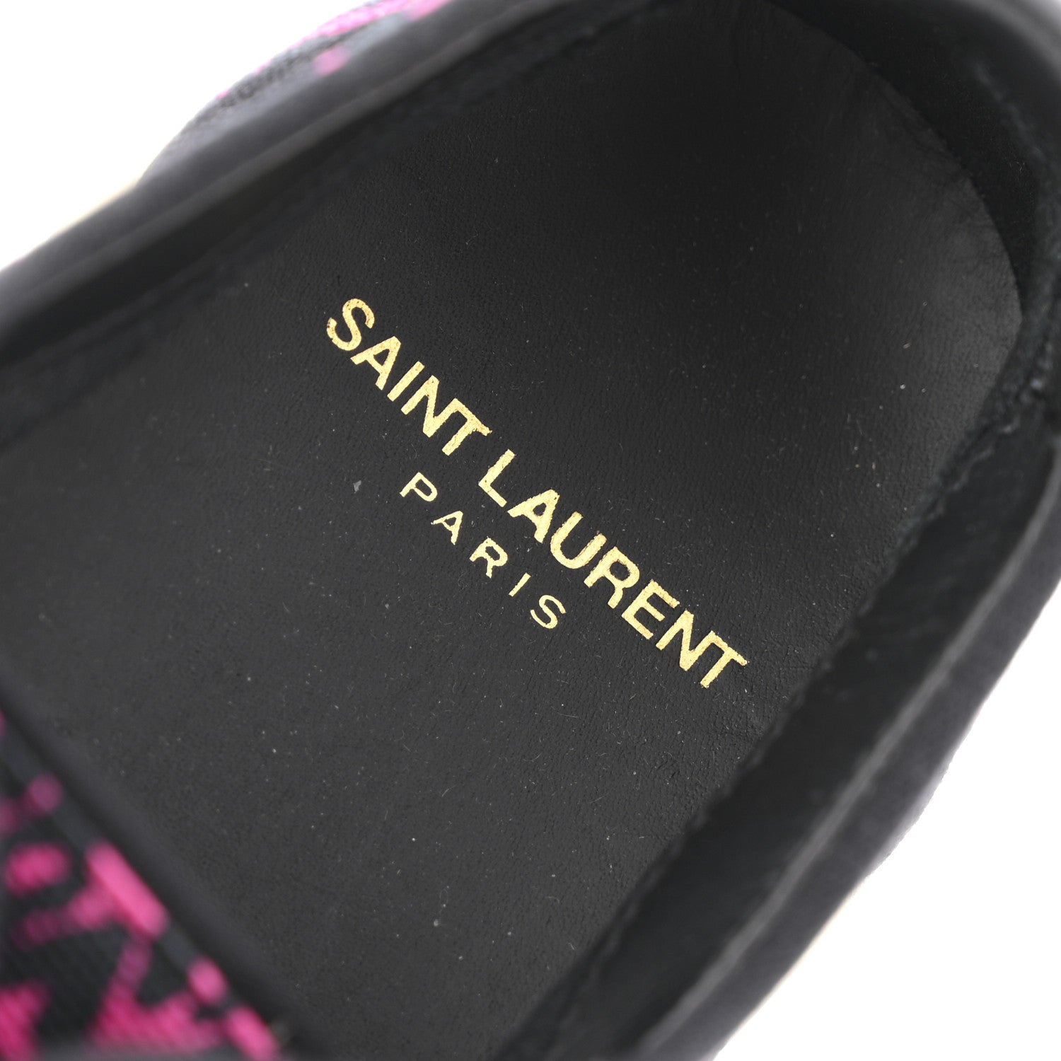 Saint Laurent Canvas Leopard Print Venice Low Top Sneakers 38 Fuxia Black 8 of 10