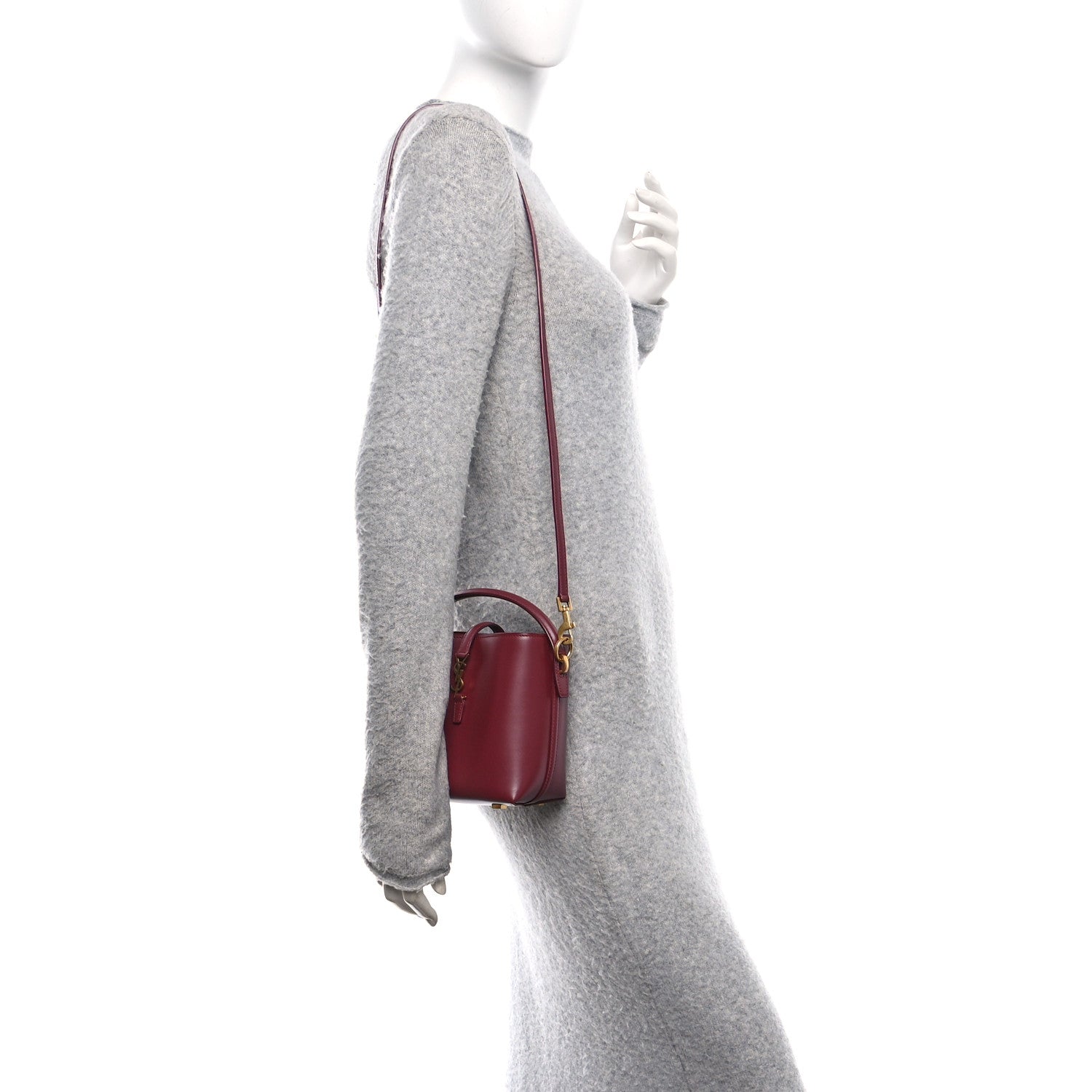 Saint Laurent Shiny Calfskin Le 37 Mini Bucket Bag Rouge Merlot 2 of 10