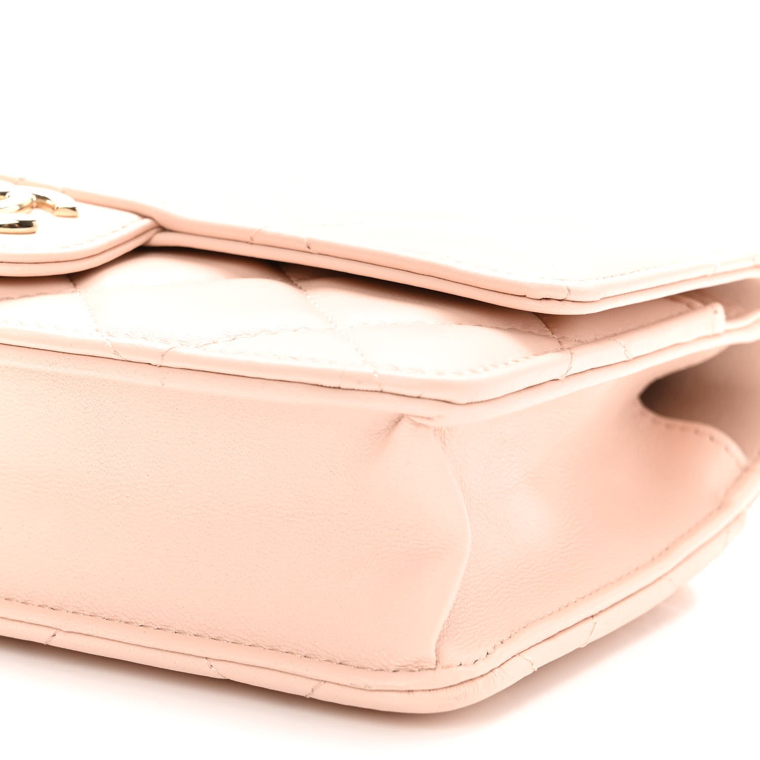 Chanel Lambskin Plexi Quilted Wallet On Chain WOC Light Beige 11 of 11