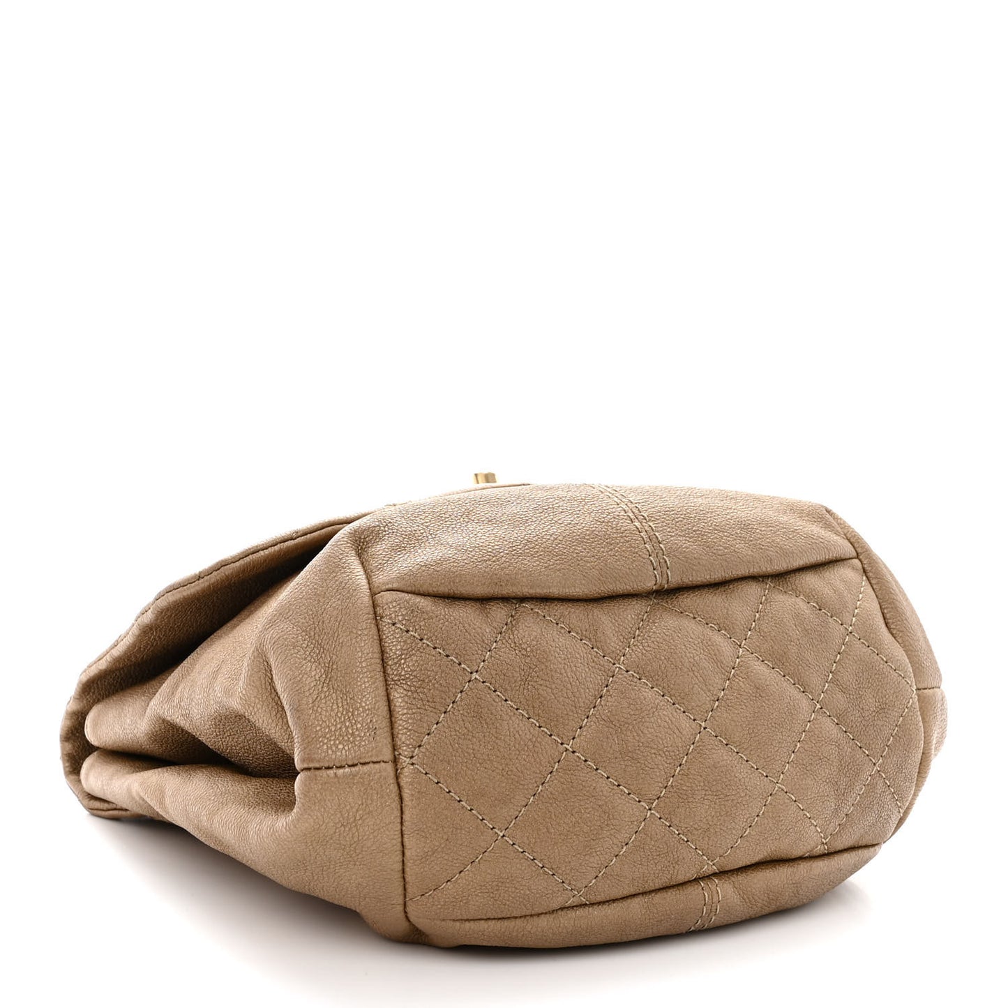 Metallic Calfskin Quilted Mini Trianon Messenger Flap Gold