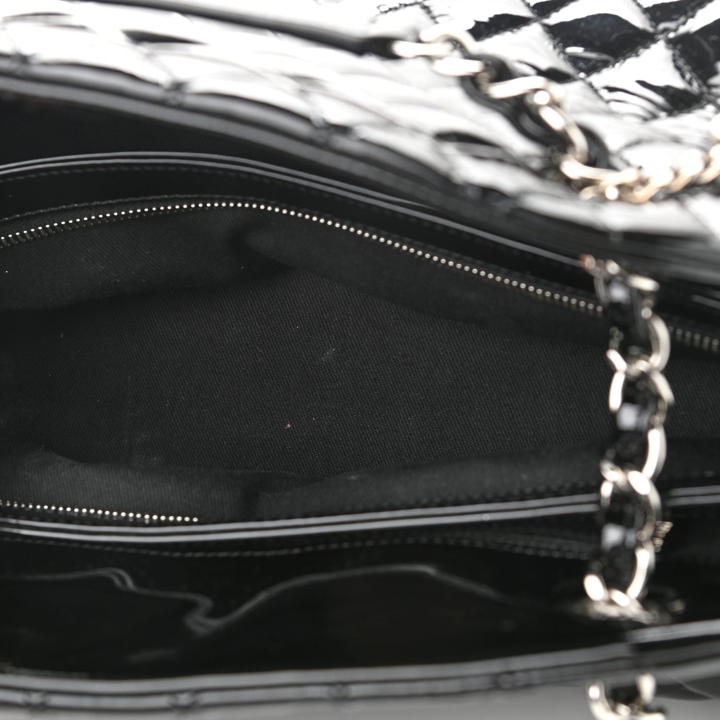 Patent Quilted Medium Just Mademoiselle Bowling Bag Black