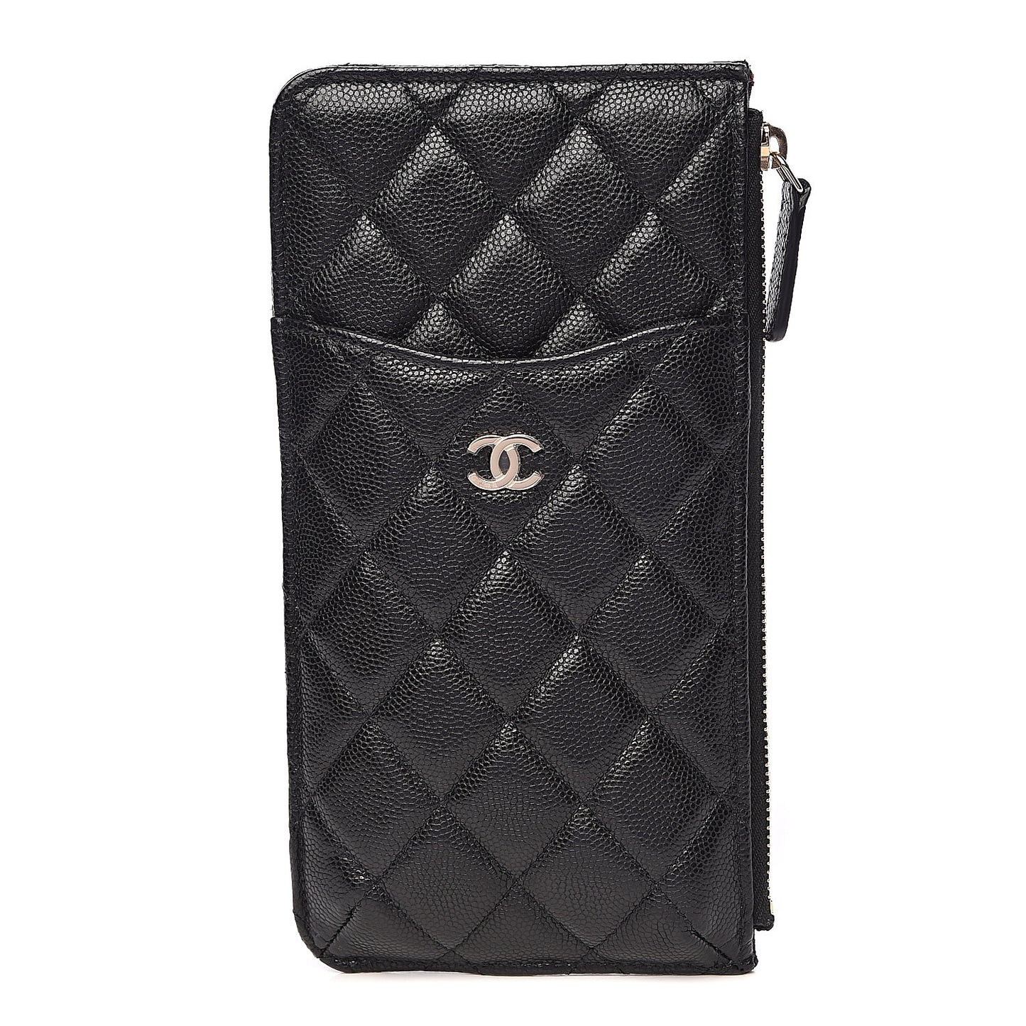 Caviar Quilted Classic Flat Wallet Pouch Black