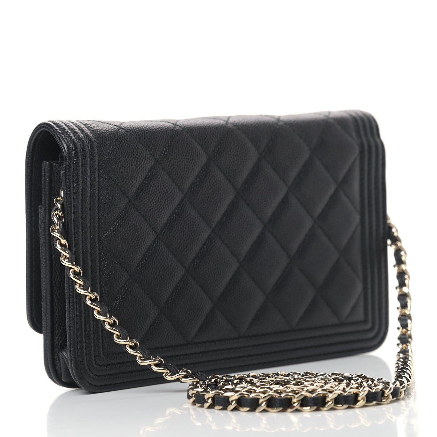 Caviar Quilted Boy Wallet On Chain WOC Black