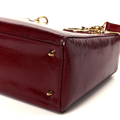 Christian Dior Patent Diorissimo Medium Lady Dior Burgundy Red 10 of 11