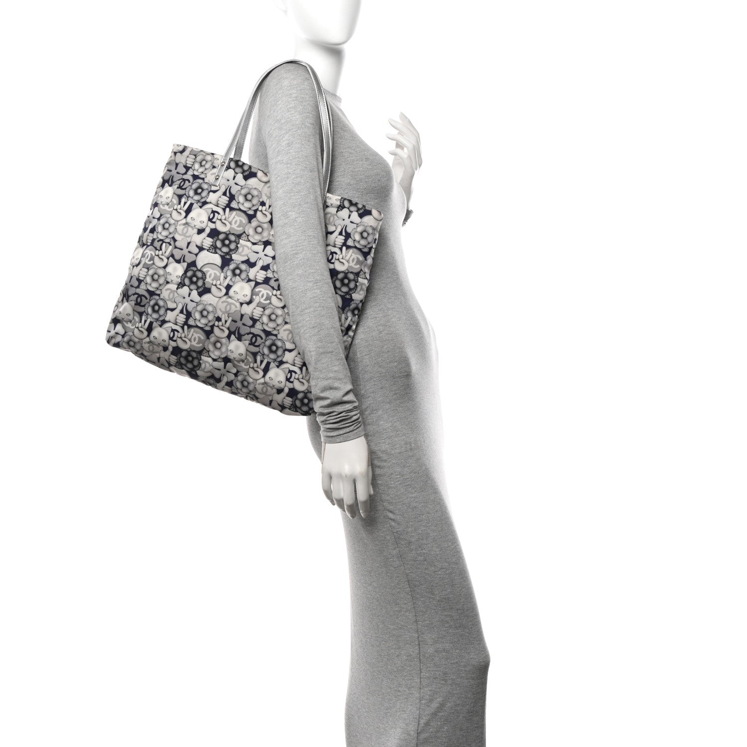 Chanel Nylon Cat Emoticon Tote Navy Silver 2 of 11