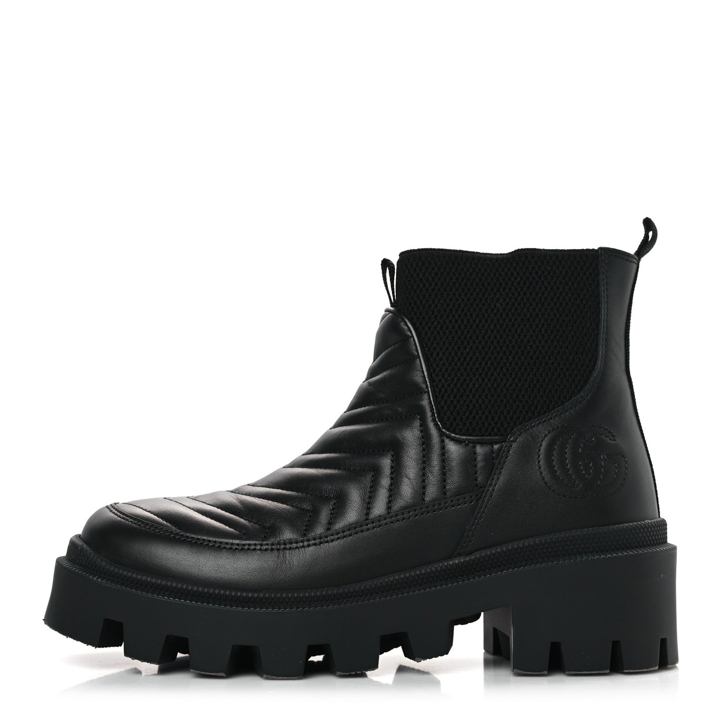 Calfskin Nappa Matelasse Frances Chelsea Boots 36 Black