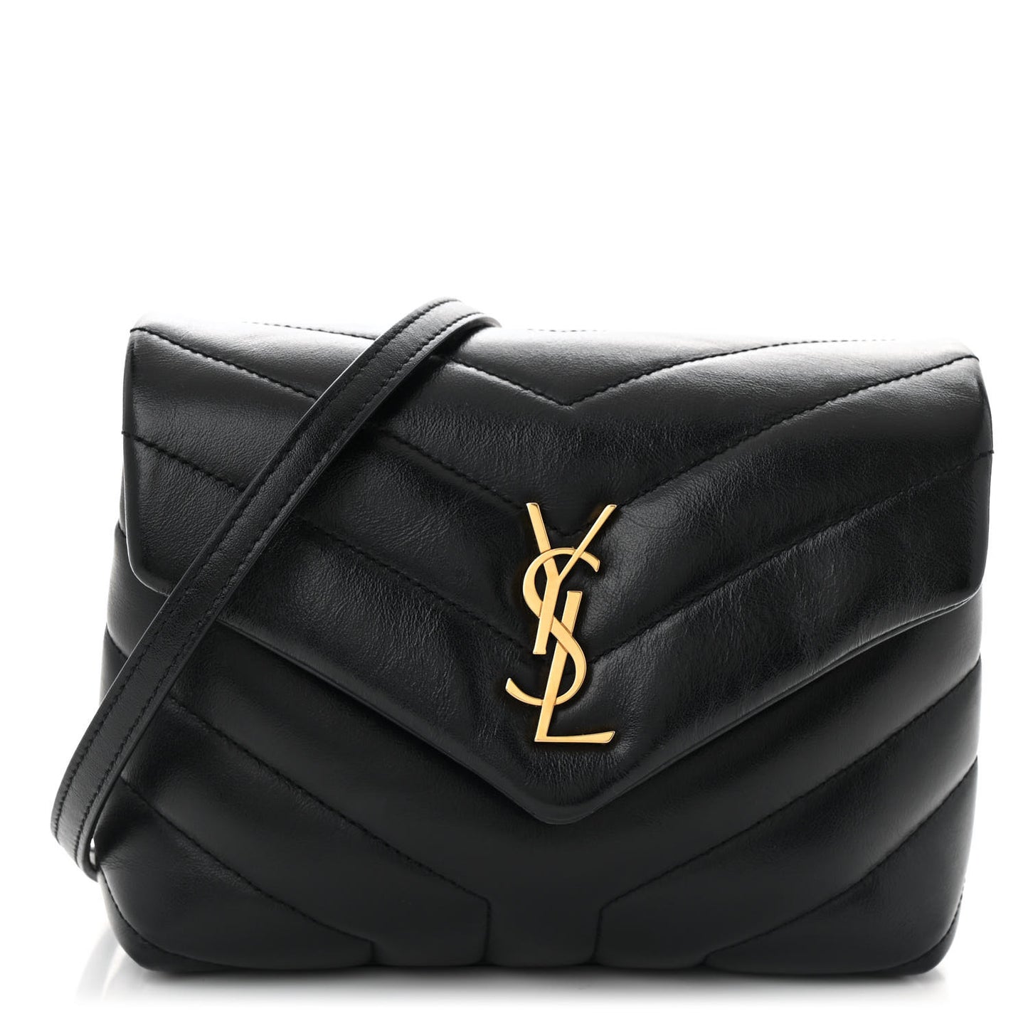Calfskin Y Quilted Monogram Toy Loulou Crossbody Bag Black
