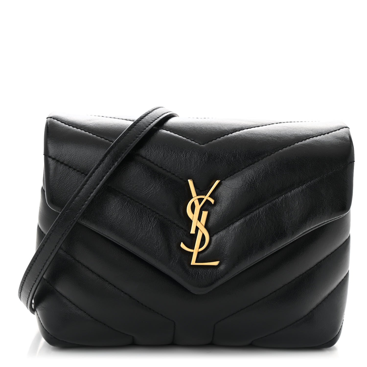 Saint Laurent Calfskin Y Quilted Monogram Toy Loulou Crossbody Bag Black 1 of 14