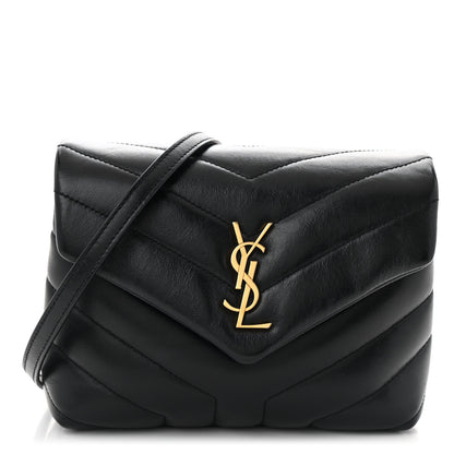 Saint Laurent Calfskin Y Quilted Monogram Toy Loulou Crossbody Bag Black 1 of 14