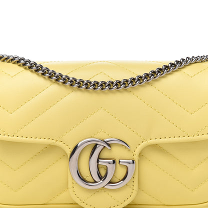 Gucci Calfskin Matelasse Super Mini GG Marmont Shoulder Bag Banana 10 of 11