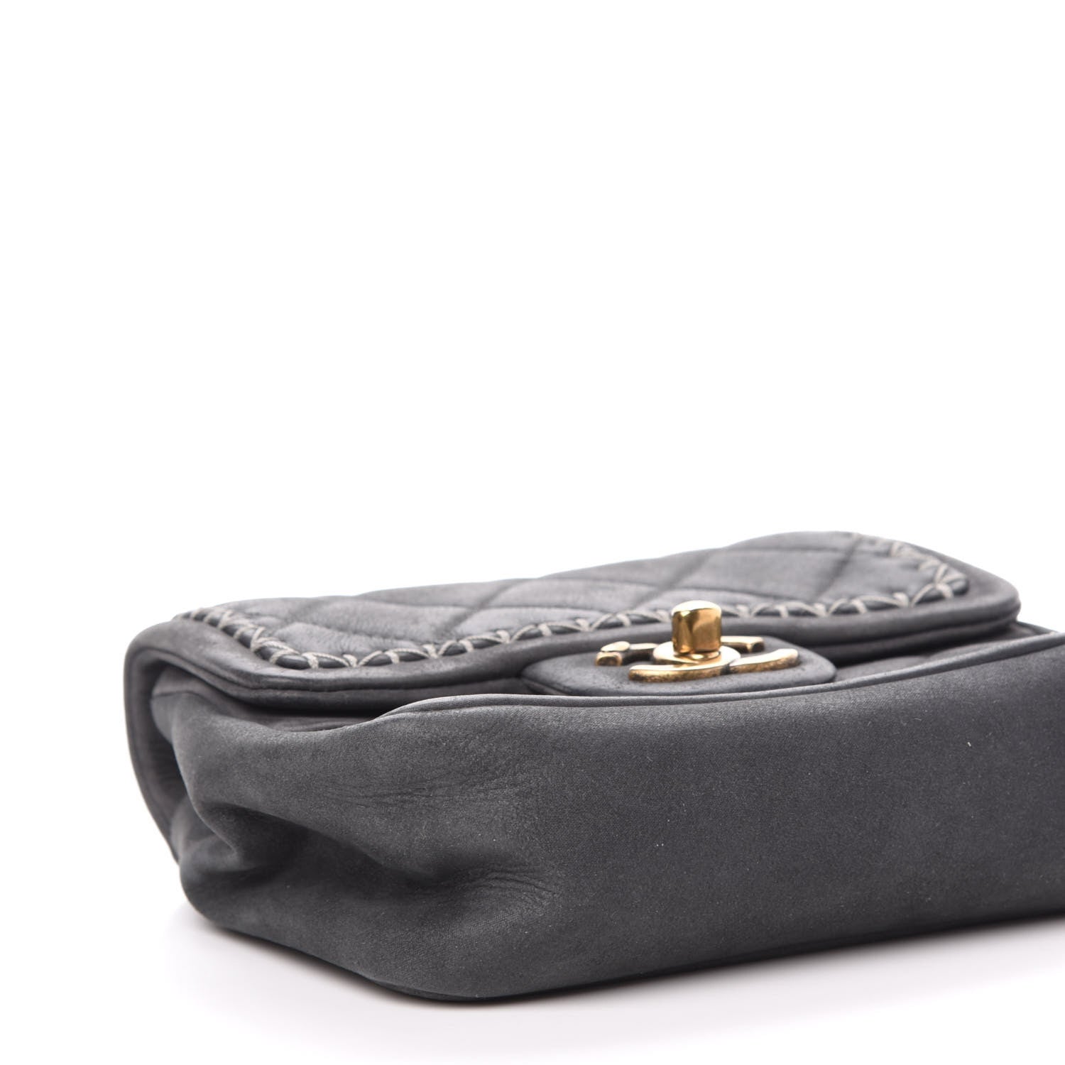 Chanel Iridescent Calfskin Stitch Mini Square Flap Grey 9 of 11
