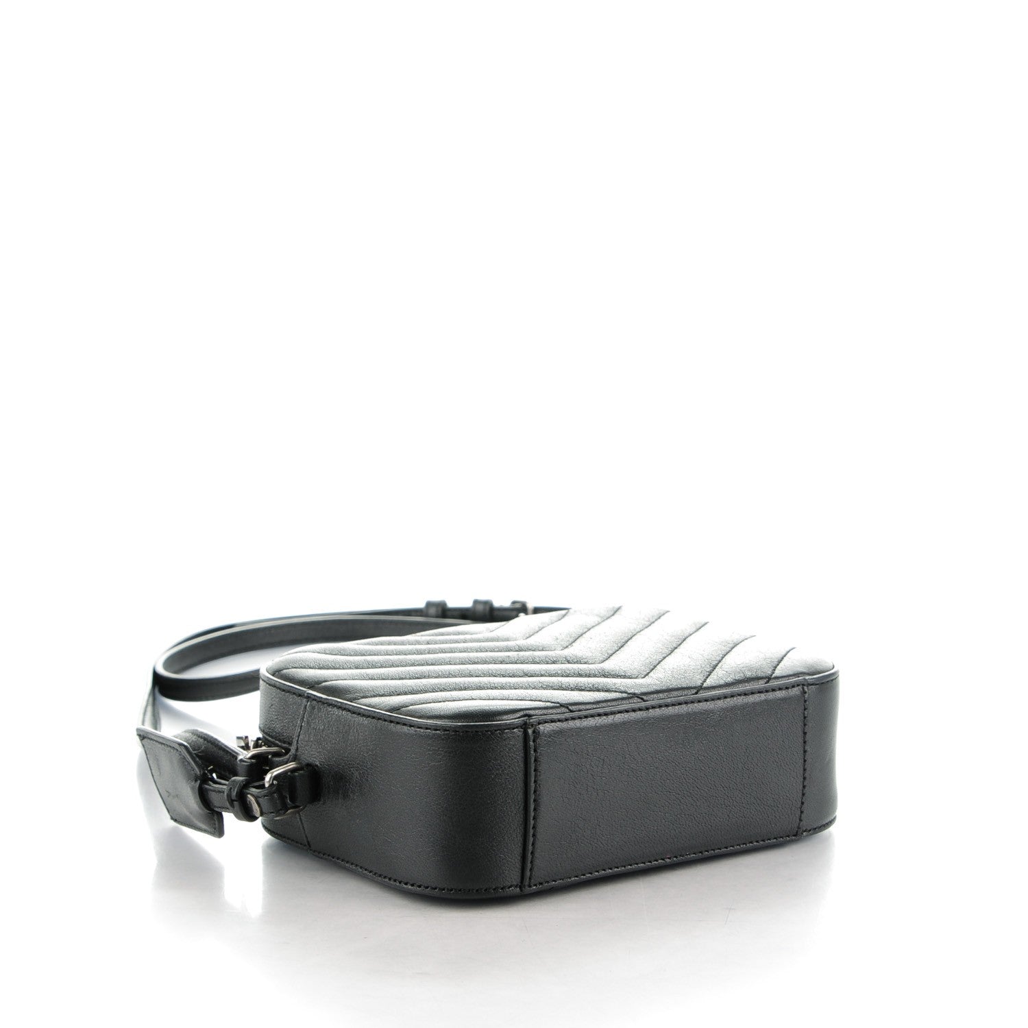 Saint Laurent Sheepskin Chevron Small Camera Bag Black 4 of 9