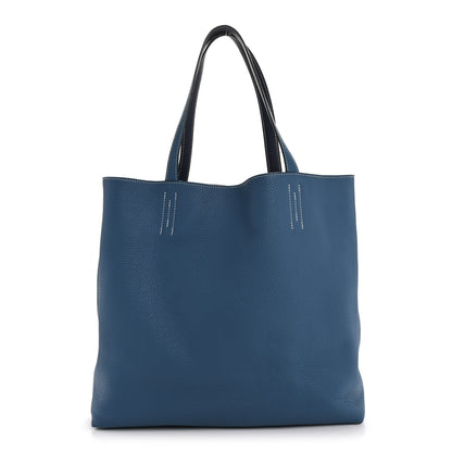 Hermes Taurillon Clemence Double Sens 45 Reversible Tote Bleu Izmir Bleu Saphir 1 of 21