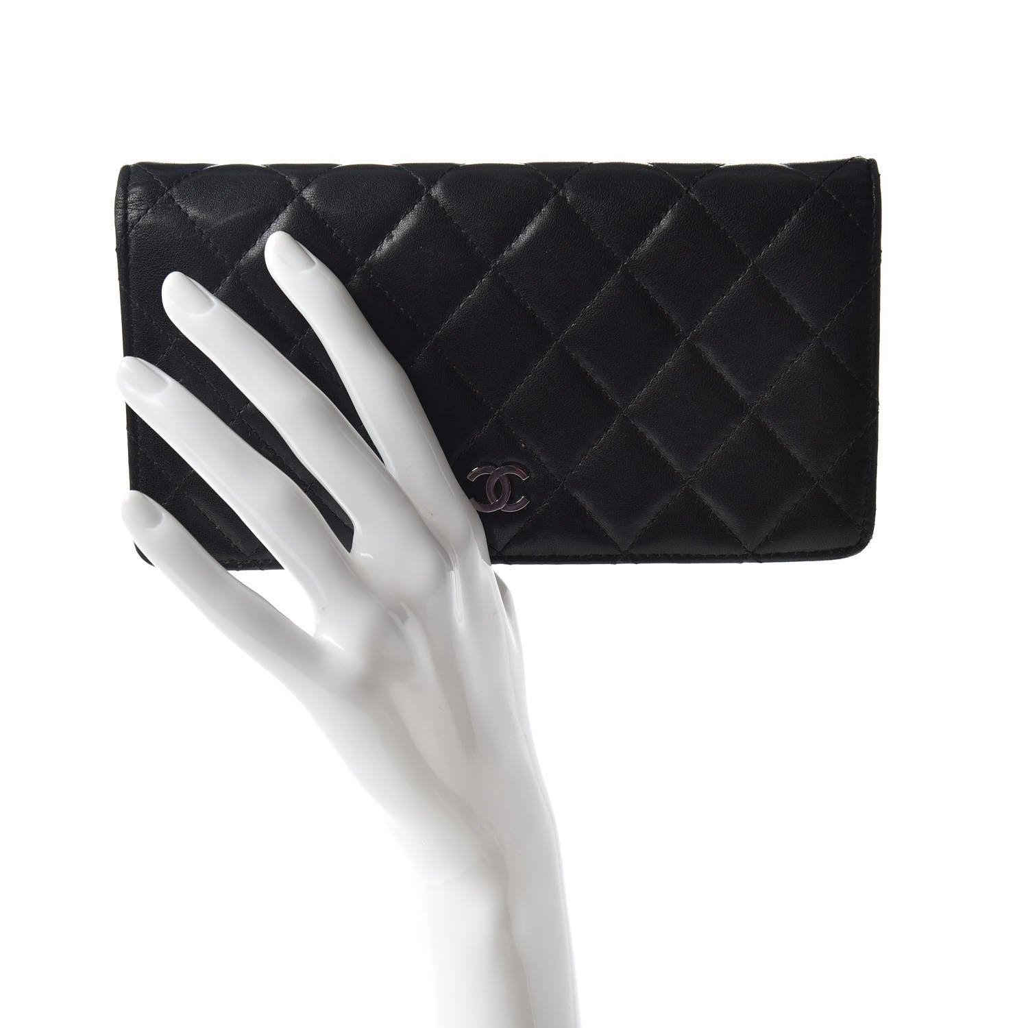 Chanel Lambskin Quilted Yen Wallet Black 2 of 9