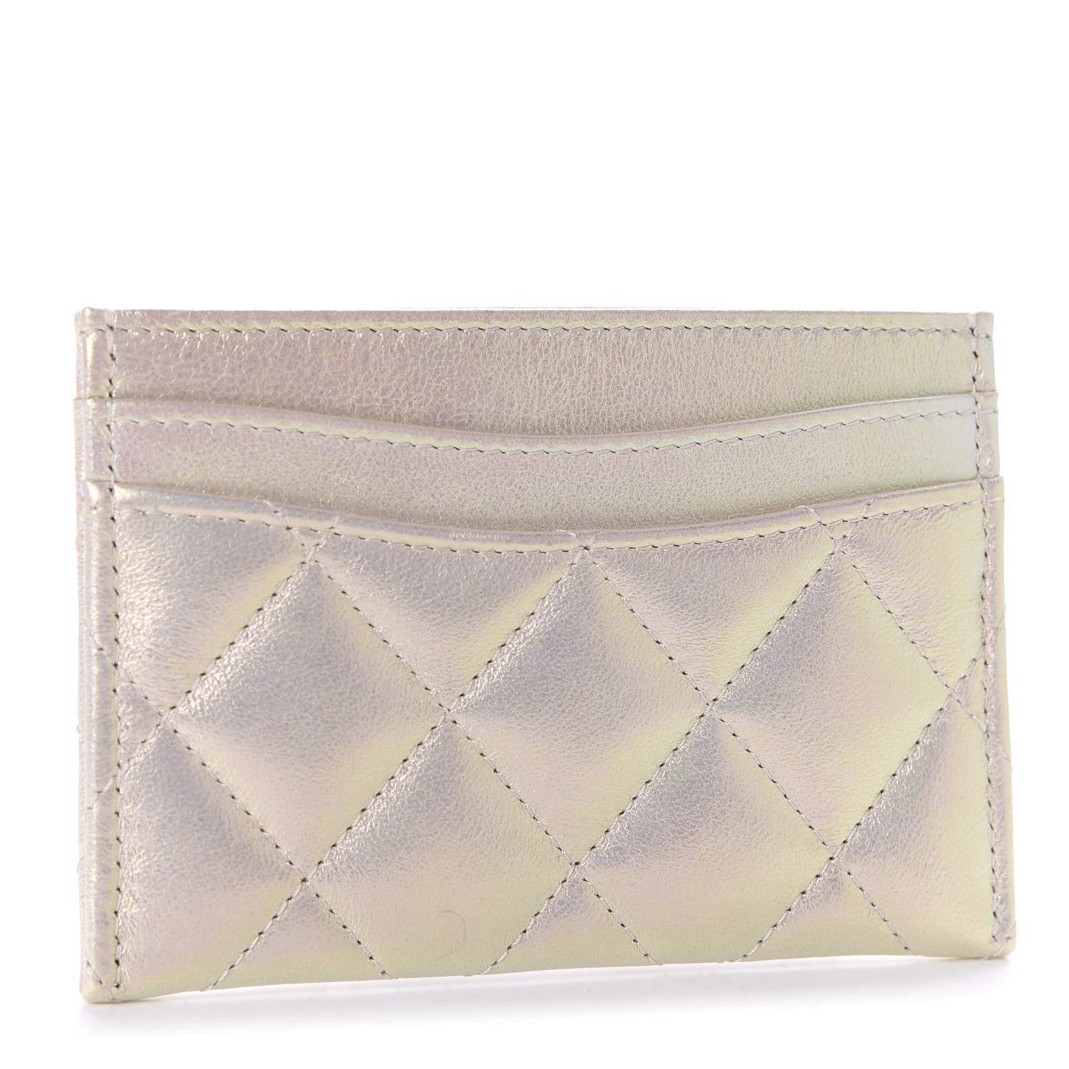Chanel Iridescent Lambskin Quilted Card Holder Ivory 3 of 9