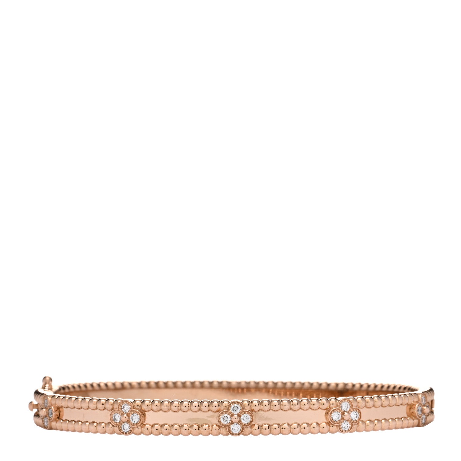 Van Cleef & Arpels 18K Rose Gold Diamond Perlee Sweet Clovers Bracelet L 1 of 4