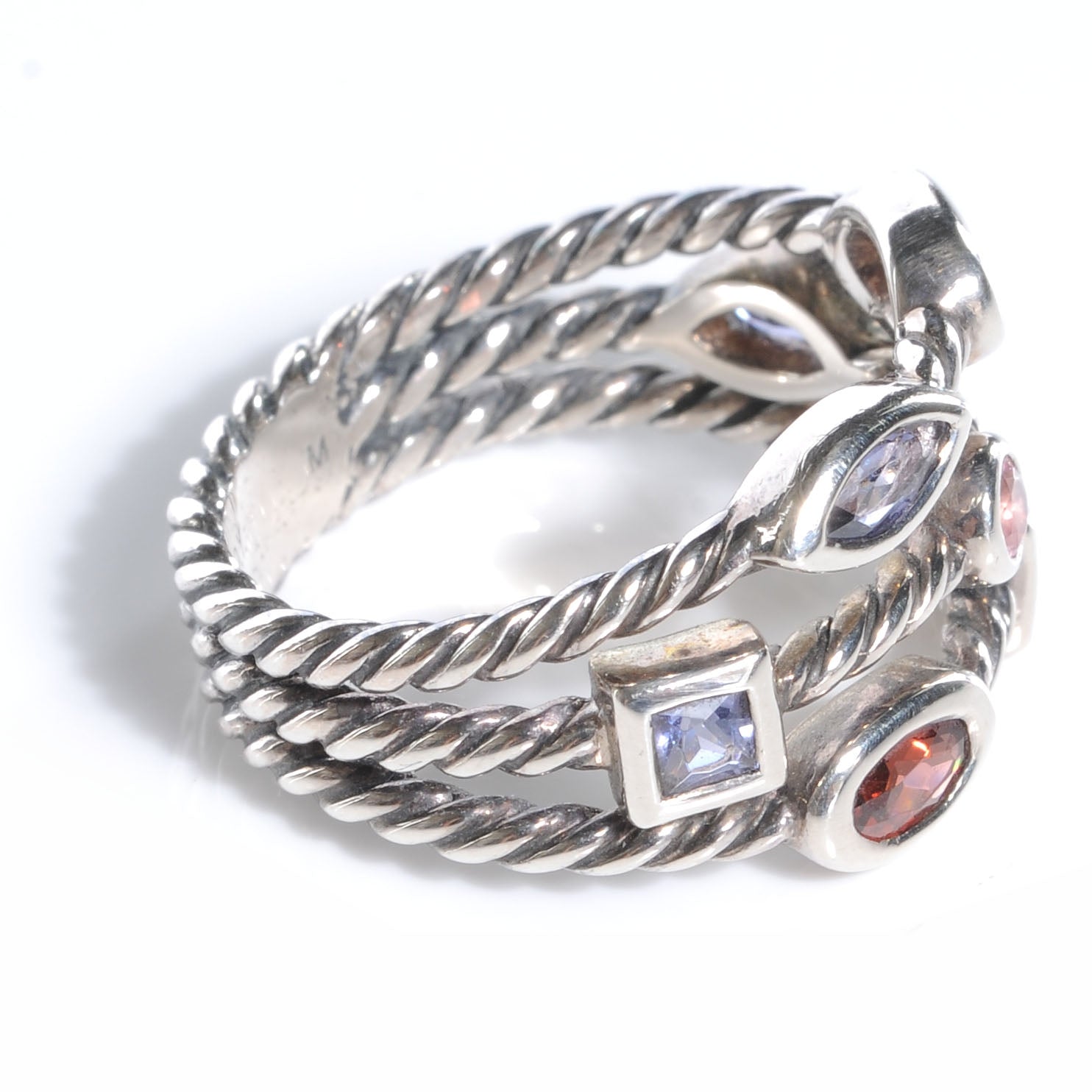 David Yurman Sterling Silver Berry Confetti 3 Row Ring 6 4 of 5