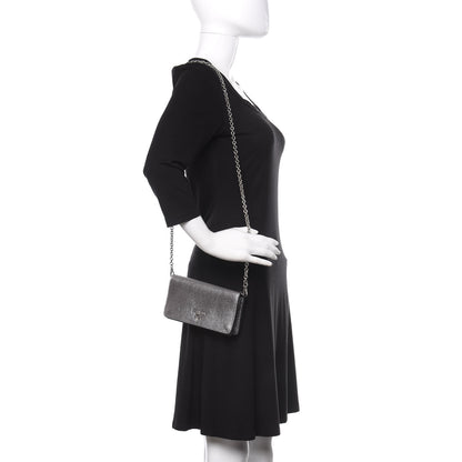 Prada Vitello Daino Chain Wallet Cromo 2 of 10