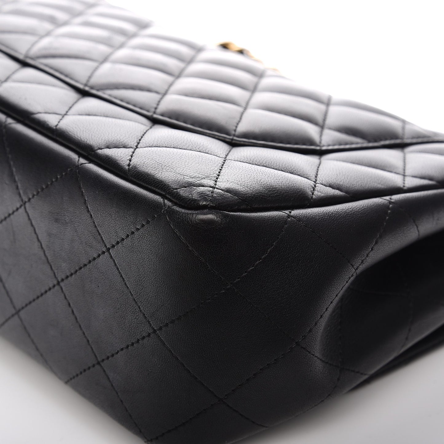 Lambskin Quilted Jumbo Double Flap Black