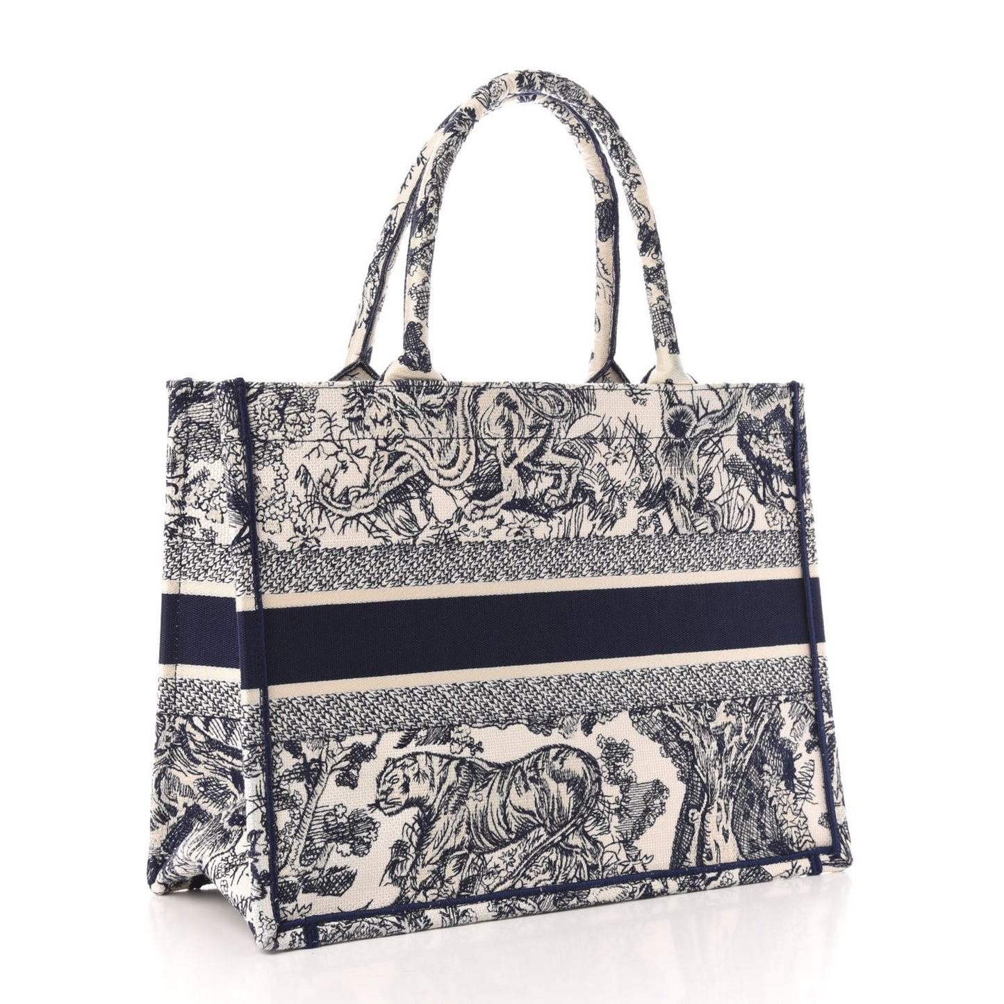 Canvas Embroidered Medium Dioriviera Toile De Jouy Book Tote Blue