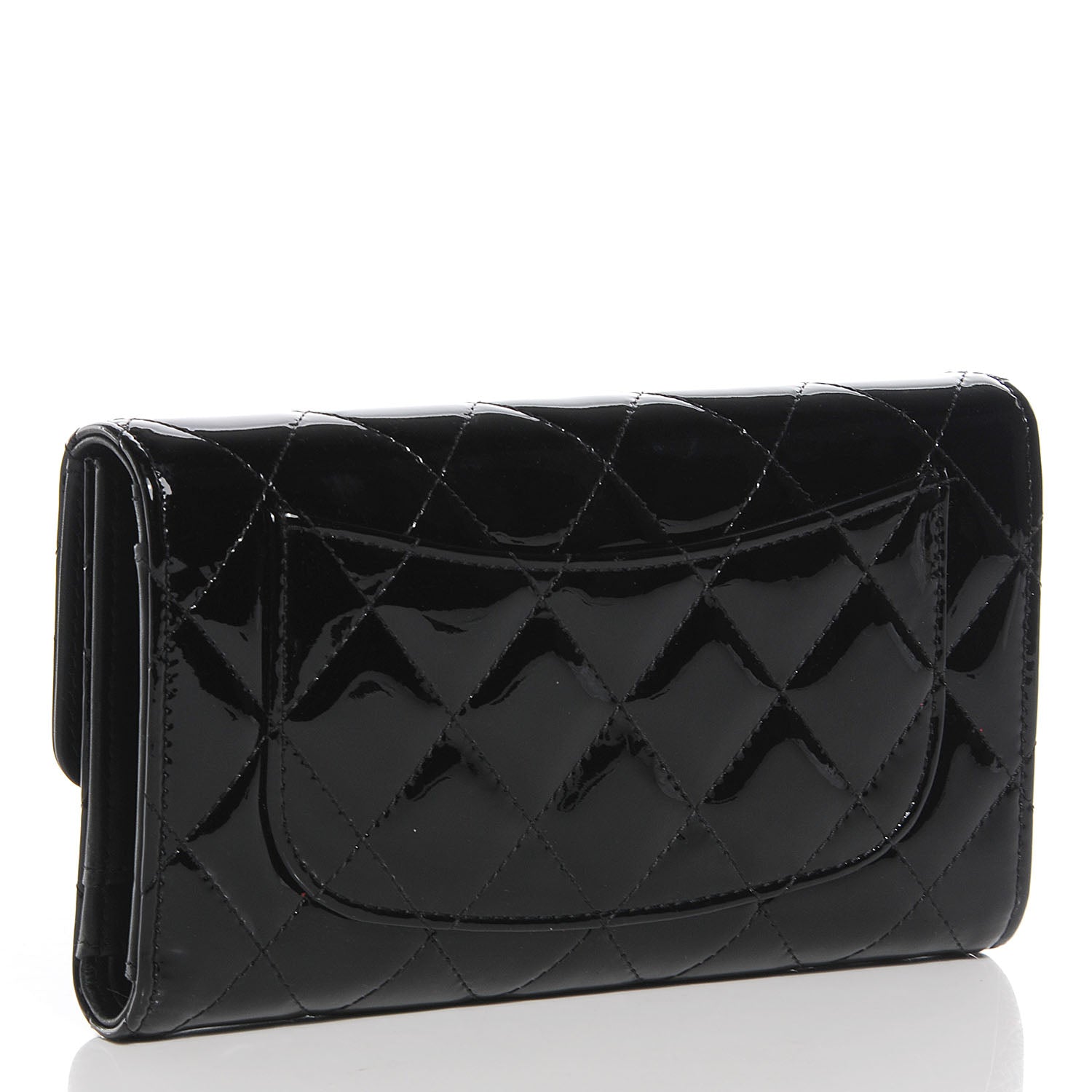 Chanel Patent Quilted Large Flap Wallet Black 3 of 8