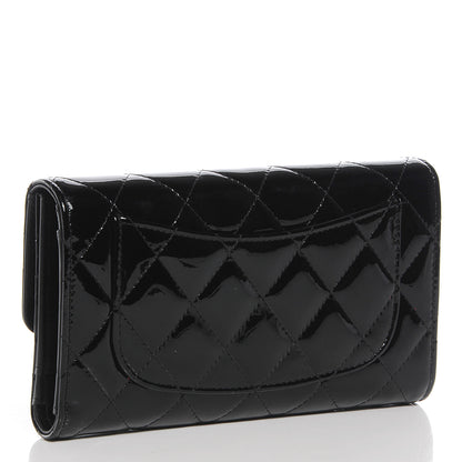 Chanel Patent Quilted Large Flap Wallet Black 3 of 8